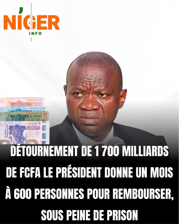 DÉTOURNEMENT DE 1 700 MILLIARDS DE FCFA : LE PRÉSIDENT DONNE UN MOIS À 600 PERSONNES POUR REMBOURSER, SOUS PEINE DE PRISON